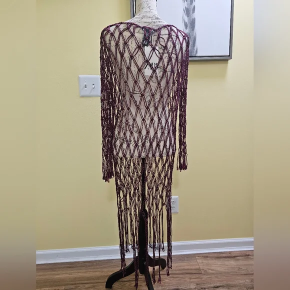 New Zara MACRAMÉ DRESS PINK - Picture 2 of 8